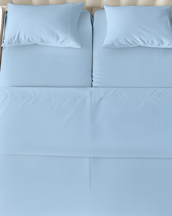 SplitLuxe Giza 4-Piece Split Head Sheet Set – Serenity Light Blue