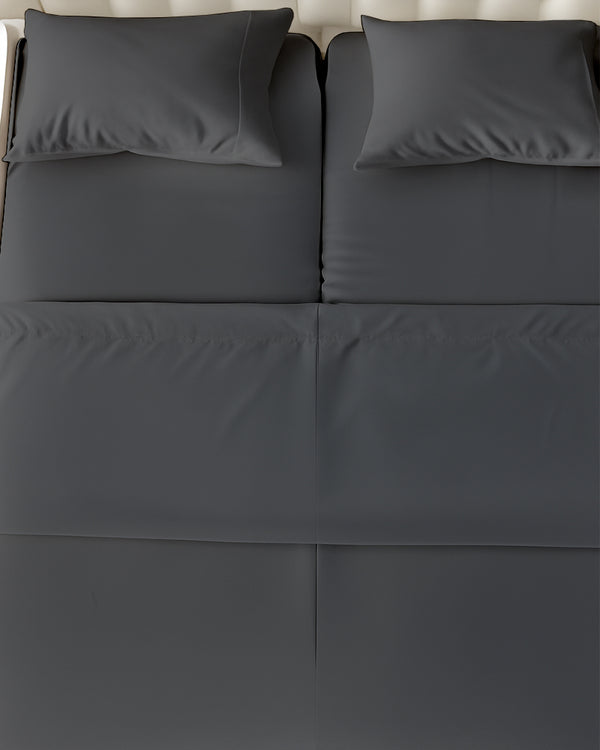 SplitLuxe Giza 4-Piece Split Head Sheet Set – Charcoal Dark Gray