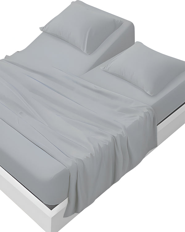 SleepEase Split Head 4 Piece Sheet Set- Light Gray