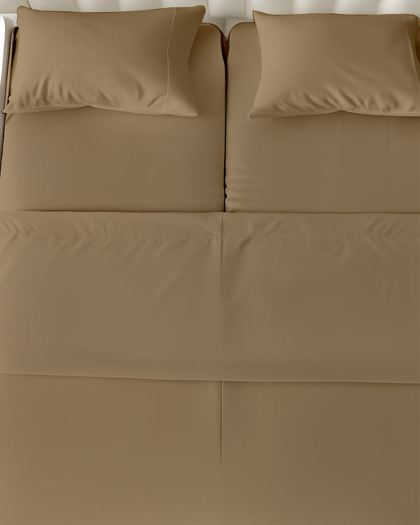 SplitLuxe Giza 4-Piece Split Head Sheet Set – Earth Taupe