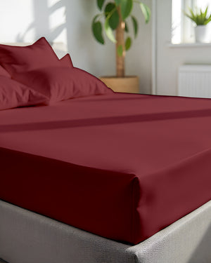 SleepNest 3 Piece Brushed Microfiber Fitted Sheet Set- Burgundy