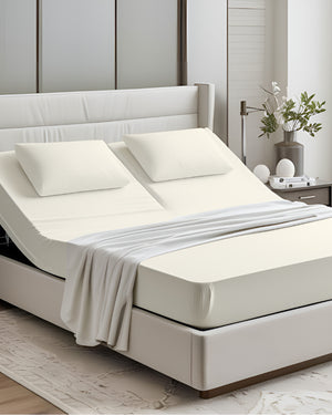 PureEase 1 Piece Top Split Microfiber Fitted Sheet- Ivory