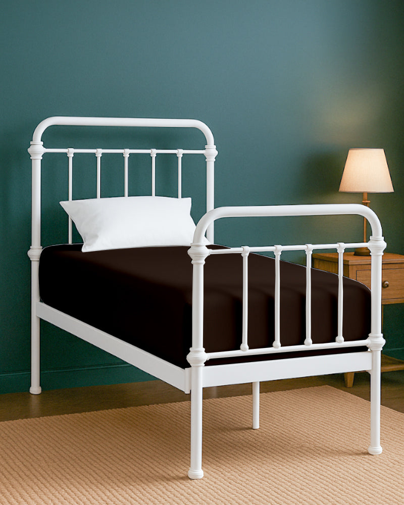SoftHaven 1 Piece Cotton Cot Fitted Bed Sheet - Chocolate