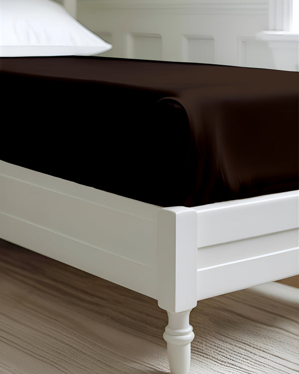 Luxe Giza Cotton 1 Piece Cot Fitted Sheet - Chocolate