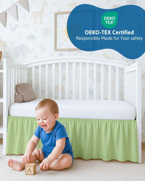 Microfiber Ruffled Crib Bed Skirt with Split Corners- Sage-baby bedding-Shreem Linen-Slumber Sphere