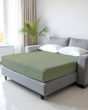 SmartSleep 1 Piece Deep Pocket Cotton Fitted Sheet for Convertible Sofa Beds - Sage