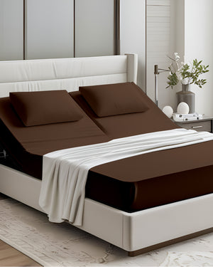 PureEase 1 Piece Top Split Microfiber Fitted Sheet- Chocolate