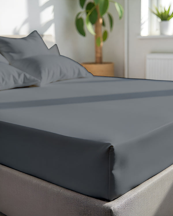 SleepNest 3 Piece Brushed Microfiber Fitted Sheet Set- Dark Gray