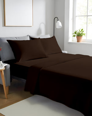 FlexFit Comfort Cotton 4-Piece Sleeper Sofa Sheet Set - Chocolate