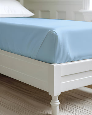 Luxe Giza Cotton 1 Piece Cot Fitted Sheet - Light Blue