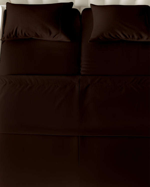 SplitLuxe Giza 4-Piece Split Head Sheet Set – Cocoa Chocolate