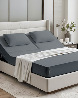 PureEase 1 Piece Top Split Microfiber Fitted Sheet- Dark Gray