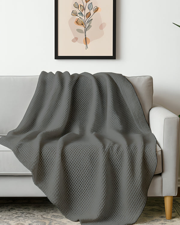Havenweave Microfiber 1 Piece Waffle Coverlet - Dark Gray-Bed Layers-Shreem Linen-Slumber Sphere