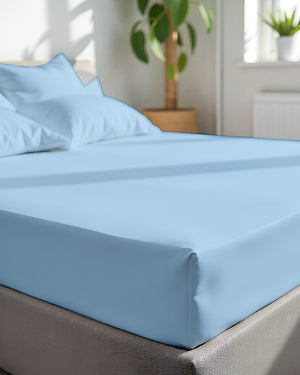 SleepNest 3 Piece Brushed Microfiber Fitted Sheet Set- Light Blue