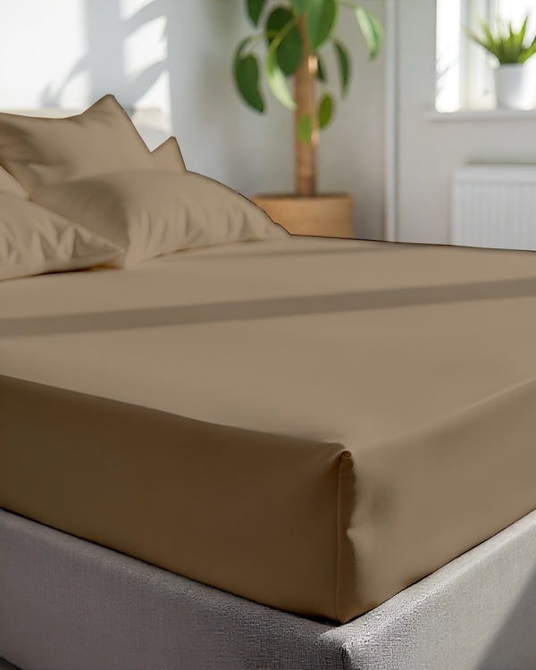 SleepNest 3 Piece Brushed Microfiber Fitted Sheet Set- Taupe
