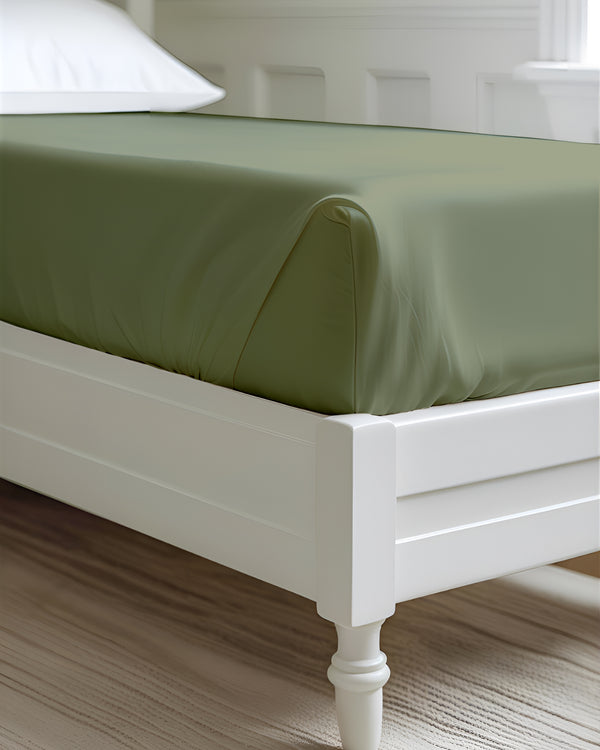 Luxe Giza Cotton 1 Piece Cot Fitted Sheet - Sage