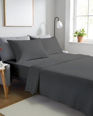 FlexFit Comfort Cotton 4-Piece Sleeper Sofa Sheet Set - Dark Gray