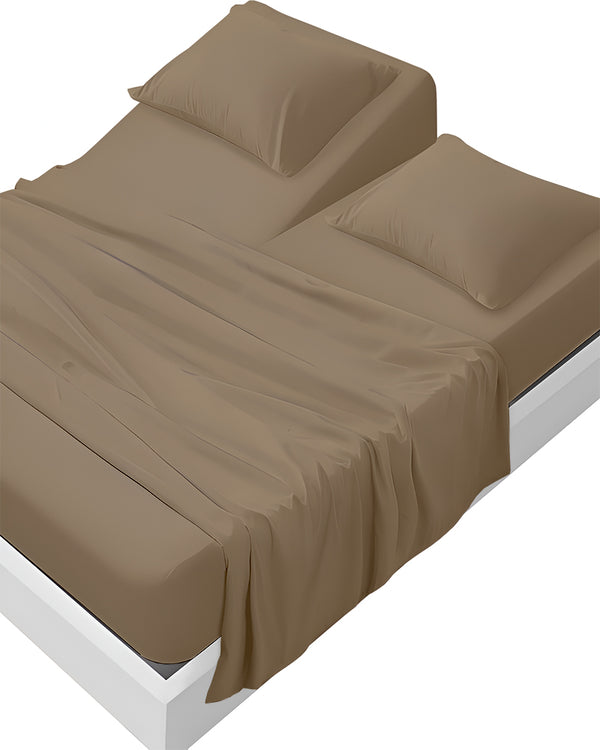 SleepEase Split Head 4 Piece Sheet Set- Taupe