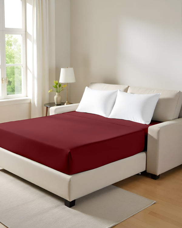 ComfortFold - Microfiber Sleeper Sofa 1 Piece Fitted Sheet- Burgundy
