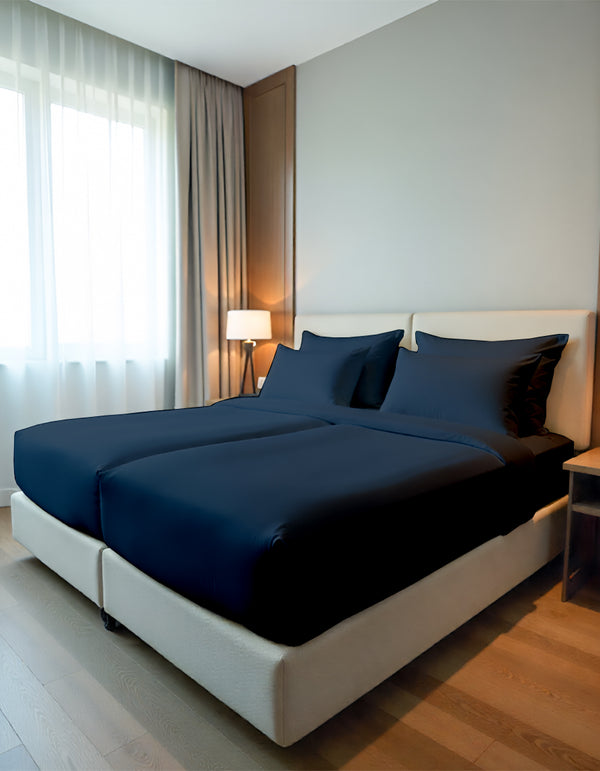 EliteFlex - 7 Piece Cotton Split Sheet Set for Adjustable Beds - Navy Blue