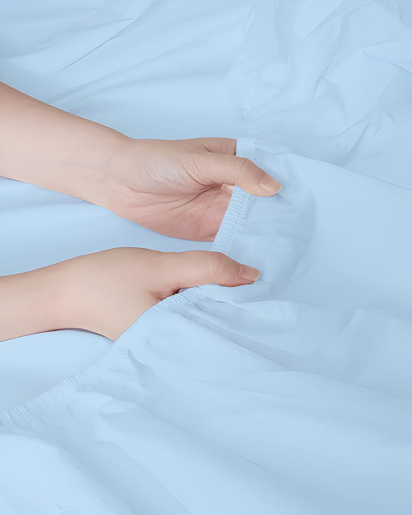 SleepSync Giza 1 Piece Split Head Fitted Sheet – Serenity Light Blue