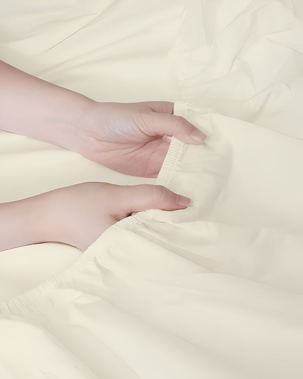 SleepSync Giza 1 Piece Split Head Fitted Sheet – Whisper Ivory