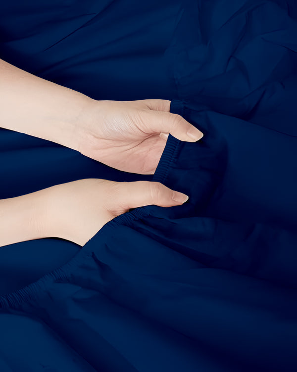 Serenity Split –  Premium Cotton 4 Piece Split Head Sheet Set- Navy Blue