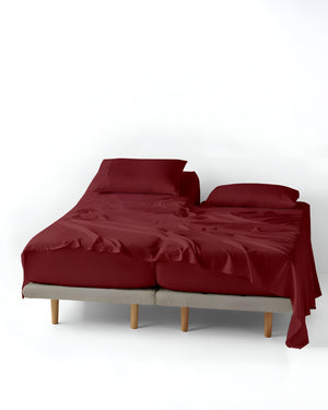 FlexNest 5 Piece Split Bed Sheet Set- Burgundy