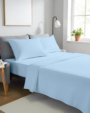FlexFit Comfort Cotton 4-Piece Sleeper Sofa Sheet Set - Light Blue