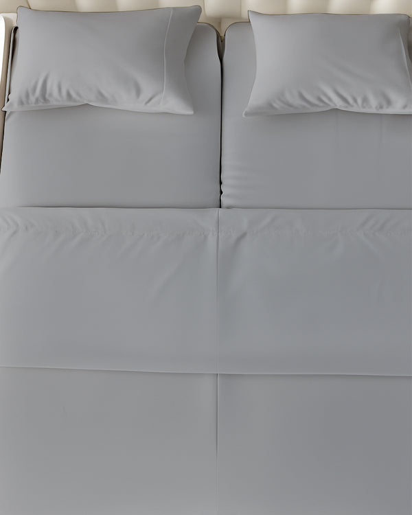 SplitLuxe Giza 4-Piece Split Head Sheet Set – Cool Light Gray