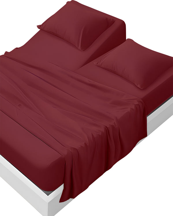 SleepEase Split Head 4 Piece Sheet Set- Burgundy