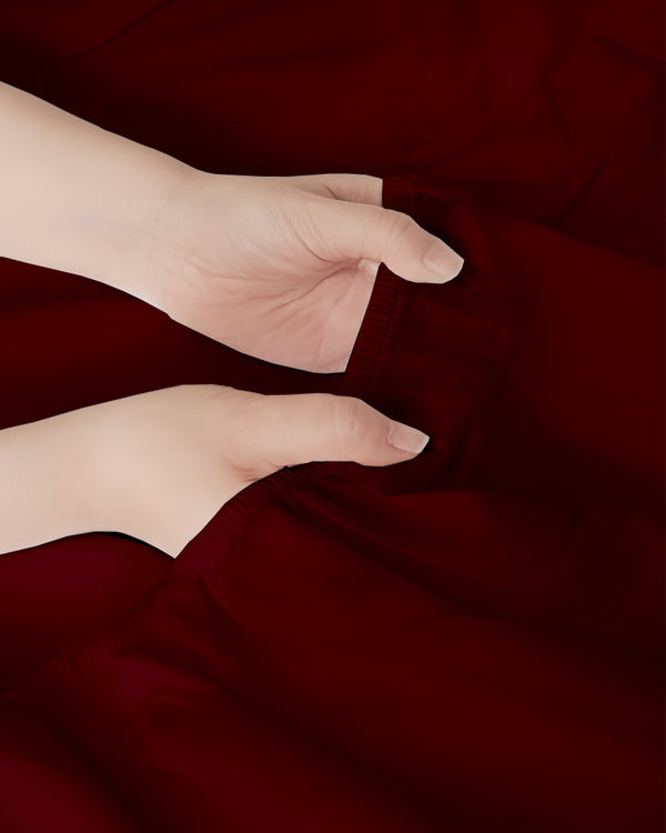 Softline Split Ultra-Soft 5-Piece Cotton Split Beds Sheet Set - Burgundy