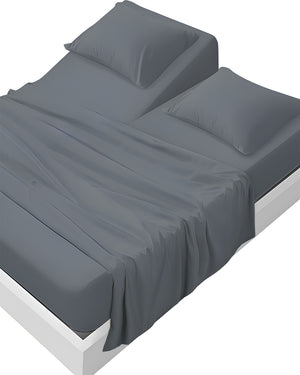 SleepEase Split Head 4 Piece Sheet Set- Dark Gray