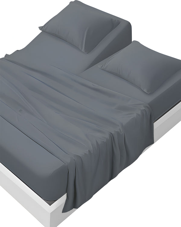 SleepEase Split Head 4 Piece Sheet Set- Dark Gray