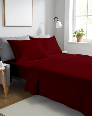 FlexFit Comfort Cotton 4-Piece Sleeper Sofa Sheet Set - Burgundy