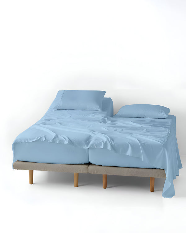 FlexNest 5 Piece Split Bed Sheet Set- Light Blue