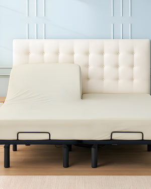 SleepSync Giza 1 Piece Split Head Fitted Sheet – Whisper Ivory