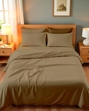 Royal Dreams, Extra Deep 4 Piece Cotton Sheet Set- Taupe
