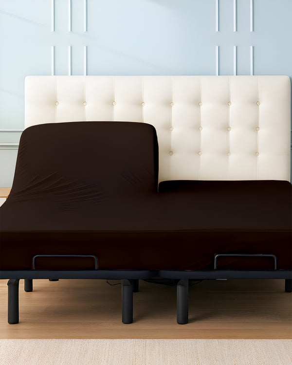 SleepSync Giza 1 Piece Split Head Fitted Sheet – Comfort Chocolate