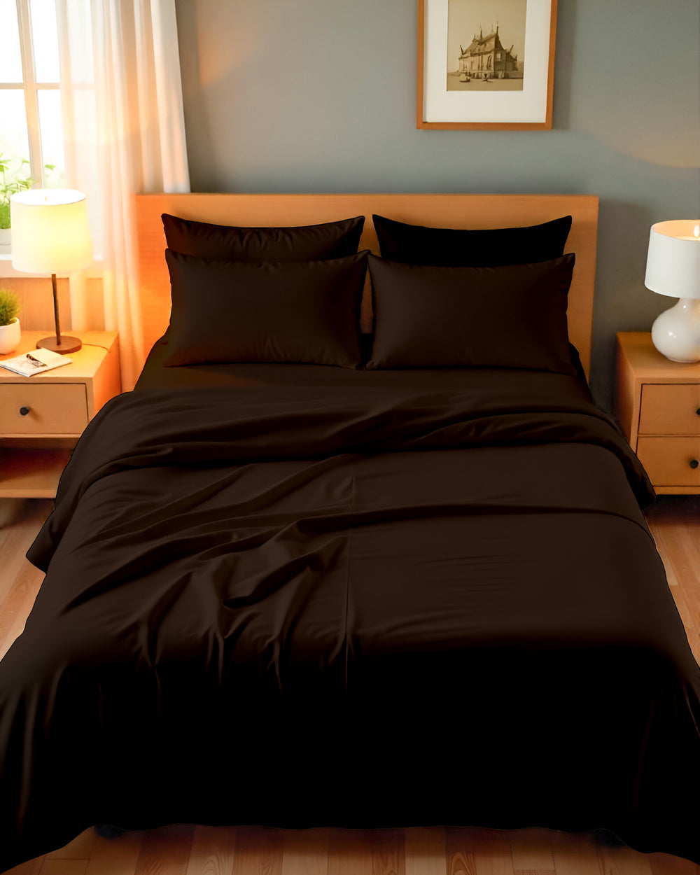Royal Dreams, Extra Deep 4 Piece Cotton Sheet Set- Chocolate