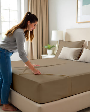 SleepNest 3 Piece Brushed Microfiber Fitted Sheet Set- Taupe