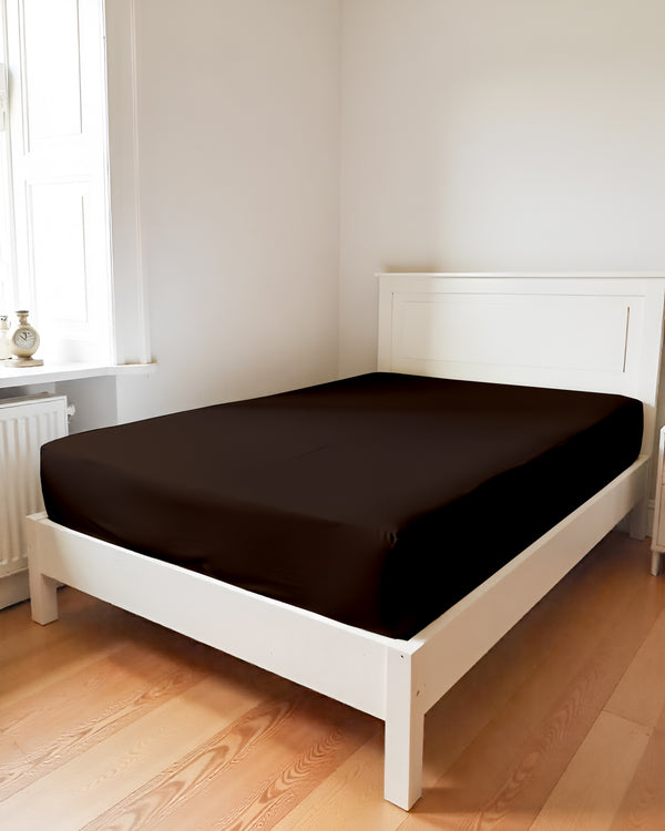 Luxe Giza Cotton 1 Piece Cot Fitted Sheet - Chocolate