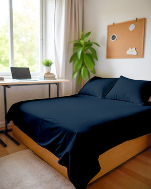 Comfort Kit Microfiber 4 Piece Bed Sheet Set – Navy Blue