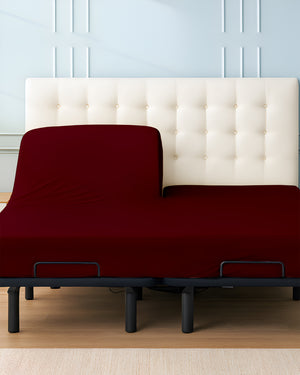 SleepSync Giza 1 Piece Split Head Fitted Sheet – Luxe Burgundy