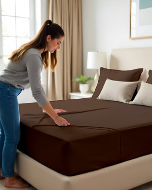 SleepNest 3 Piece Brushed Microfiber Fitted Sheet Set- Chocolate