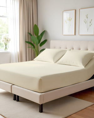 Serenity Split –  Premium Cotton 4 Piece Split Head Sheet Set- Ivory