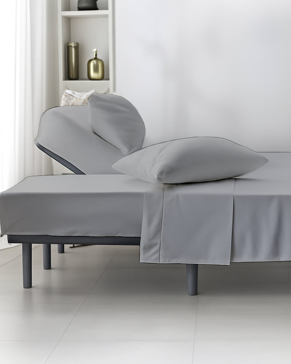 SplitLuxe Giza 4-Piece Split Head Sheet Set – Cool Light Gray