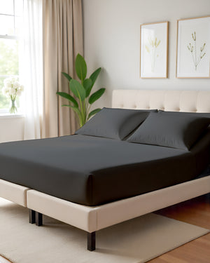 Serenity Split –  Premium Cotton 4 Piece Split Head Sheet Set- Dark Gray