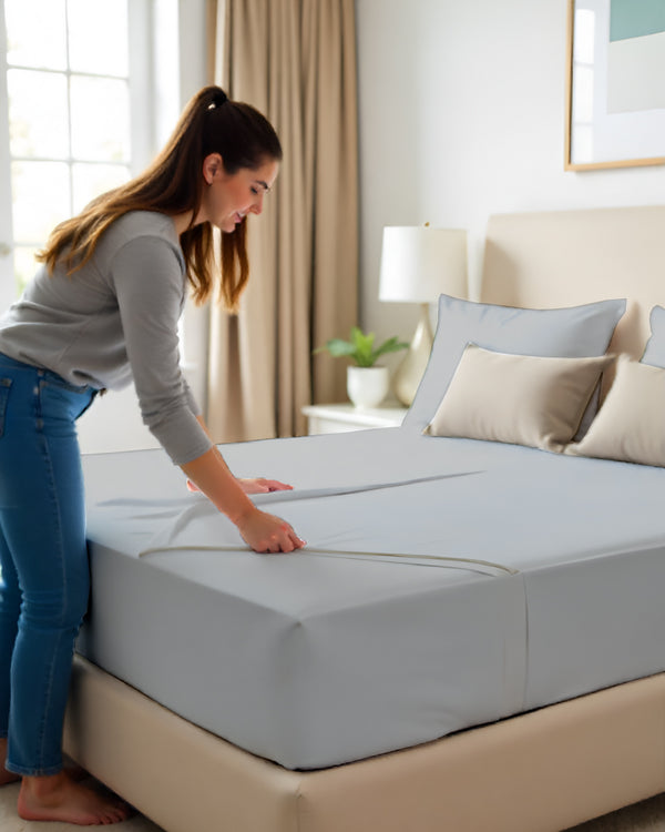 SleepNest 3 Piece Brushed Microfiber Fitted Sheet Set- Light Gray