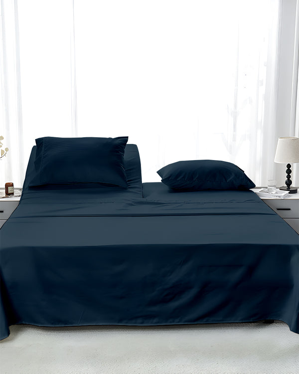 SleepEase Split Head 4 Piece Sheet Set- Navy Blue